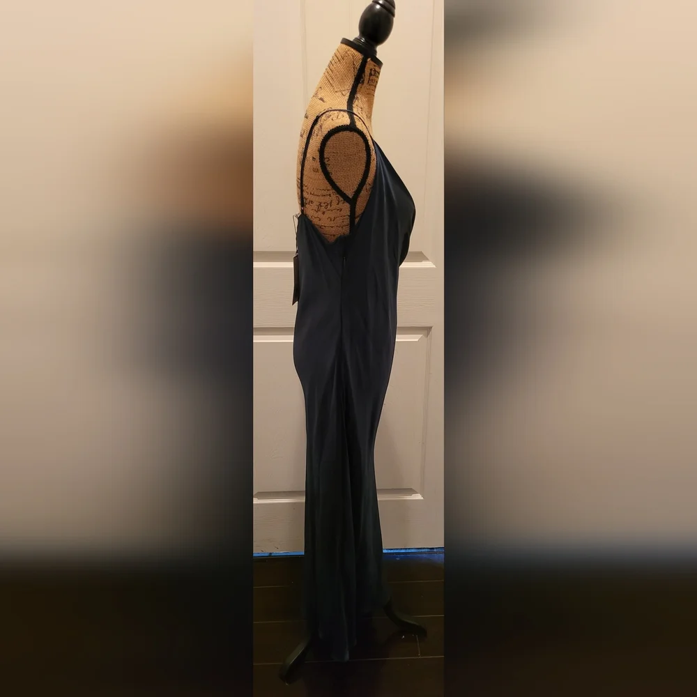 NWT Zara Satin Dress in Deep Green - Picture 8 of 14